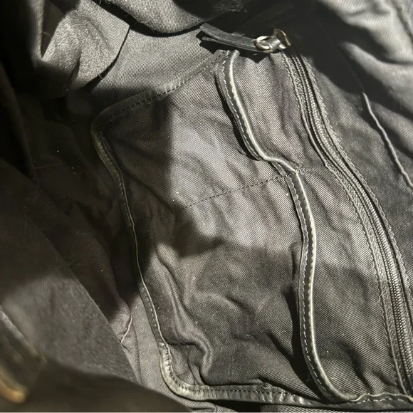 SOLD Vintage Banana Republic Black Leather Hobo Bag shoulder purse grunge everyd - Picture 9 of 16